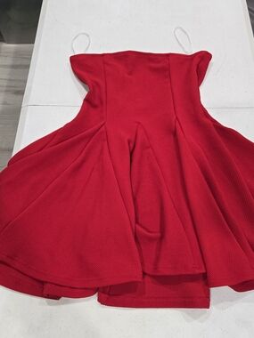 SHEIN Red Fit-and-Flare Midi Dress